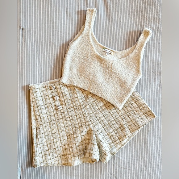 Di Di Classic Women’s Tweed Style Double-Button Front Sailor Shorts Beige ~New~ - Picture 12 of 12